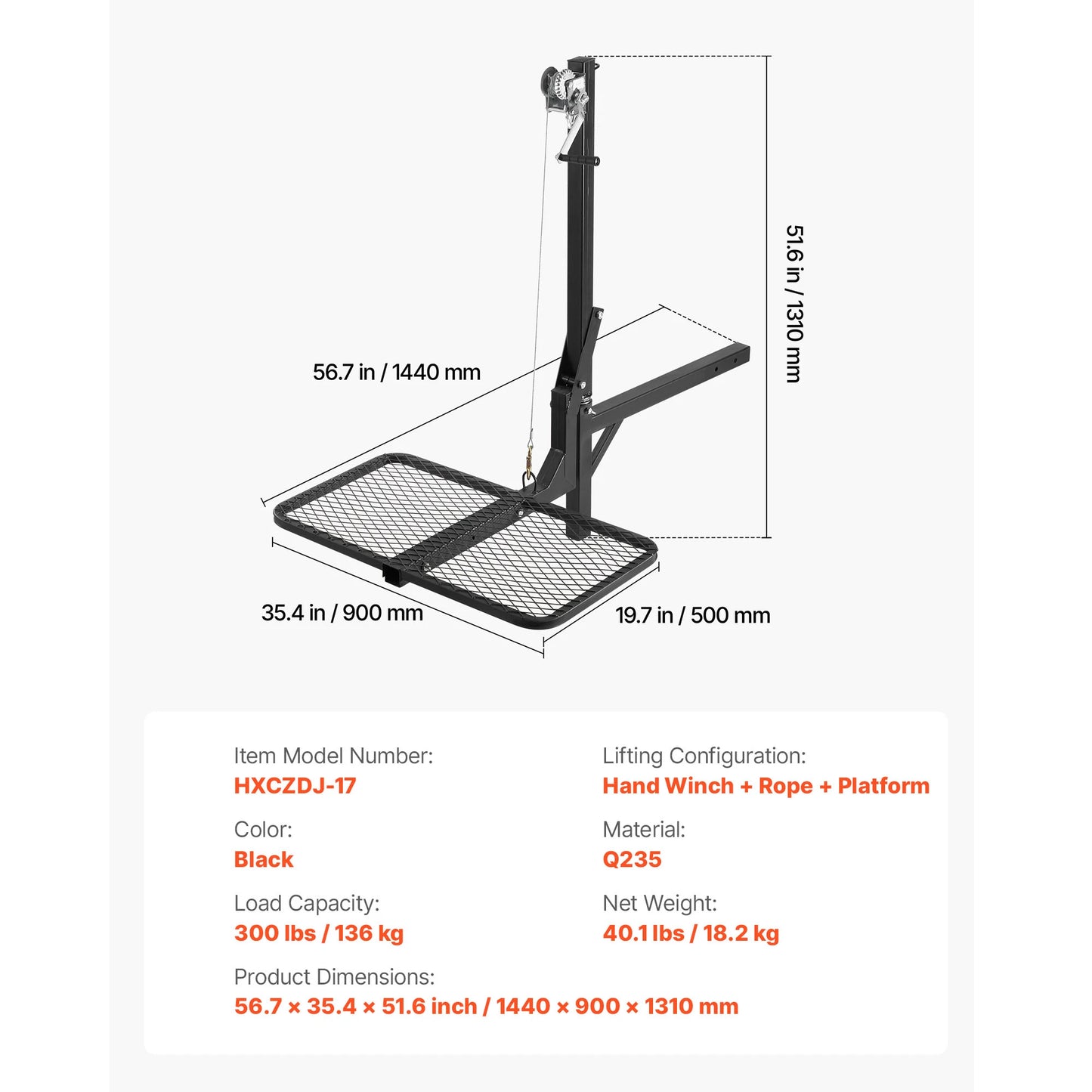 SucceBuy Foldable Hitch Deer Hoist With Portable Lifting Platform