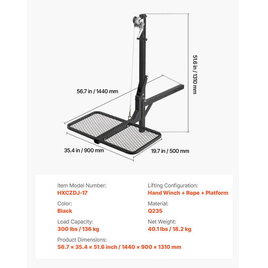 SucceBuy Foldable Hitch Deer Hoist With Portable Lifting Platform