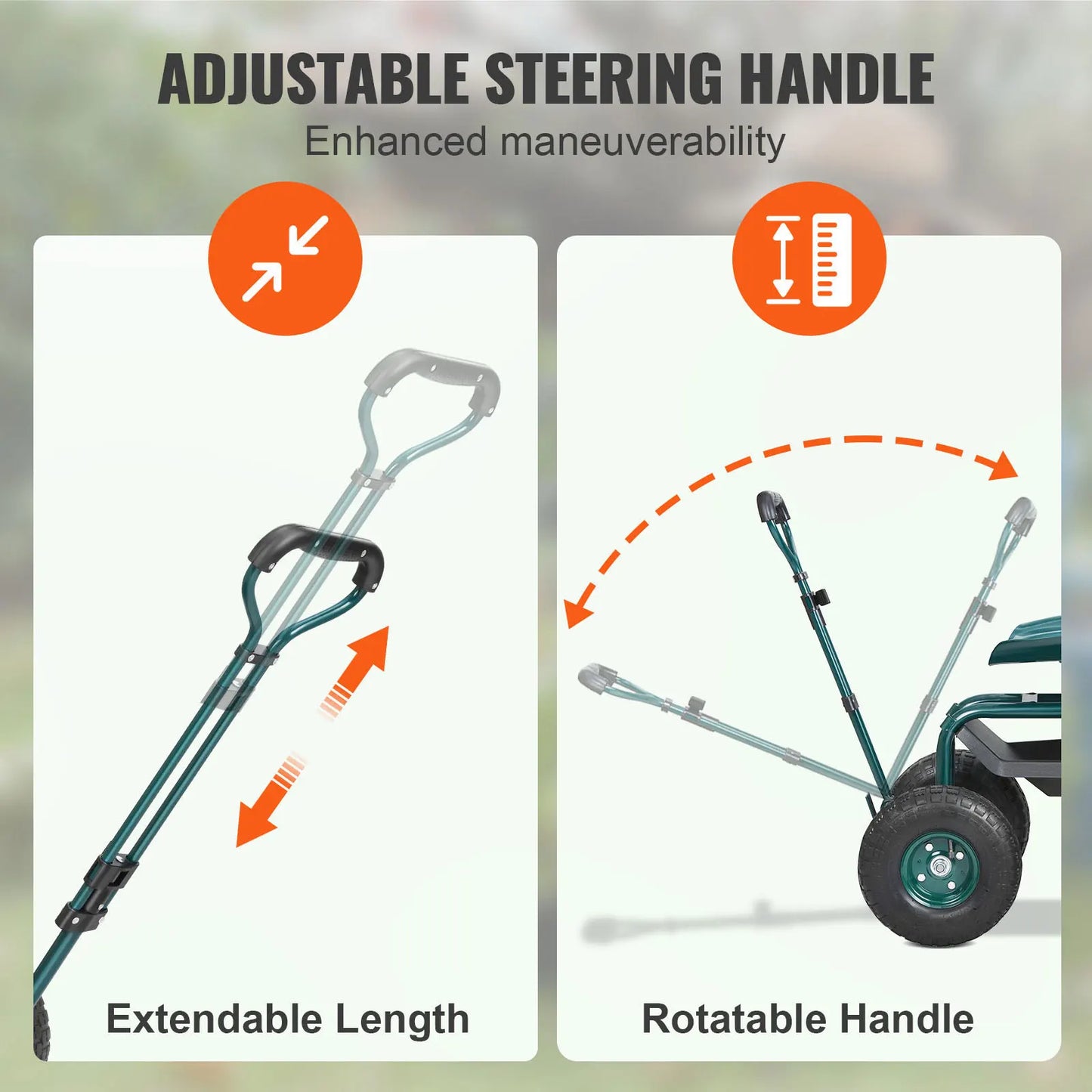 SucceBuy Rolling Garden Cart With Swivel Seat And Steering