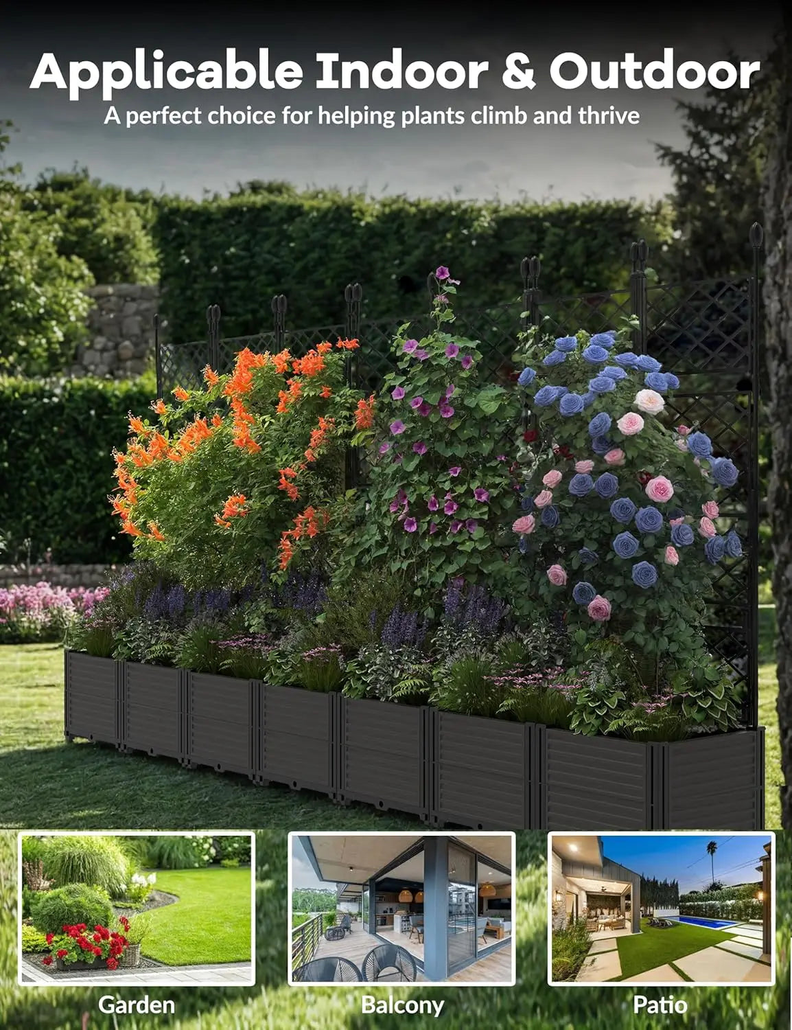 Twister Ck Plastic Planter Box With Trellis For Garden Planting