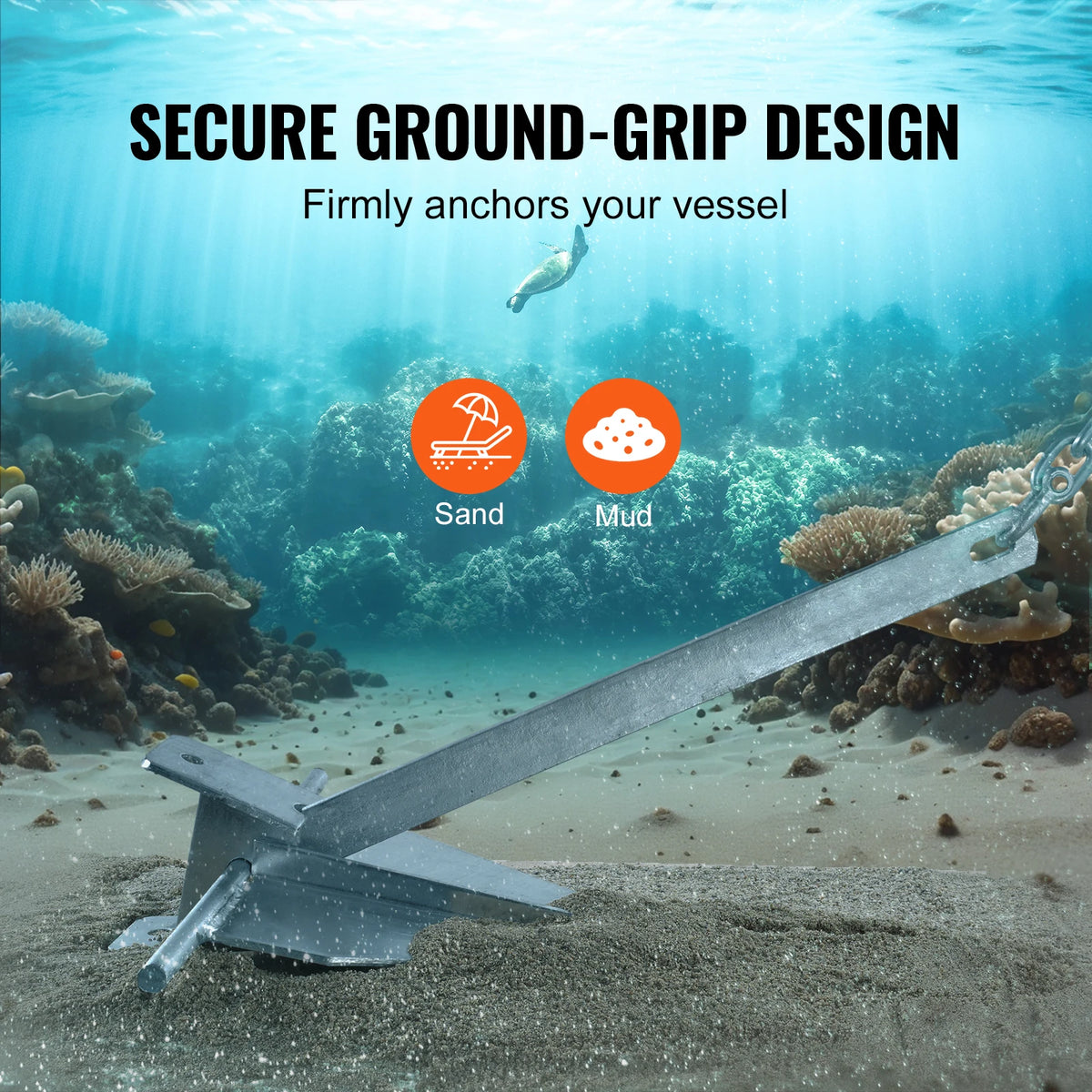 SucceBuy Galvanized Steel Fluke Anchor Kit With Chain And Rope