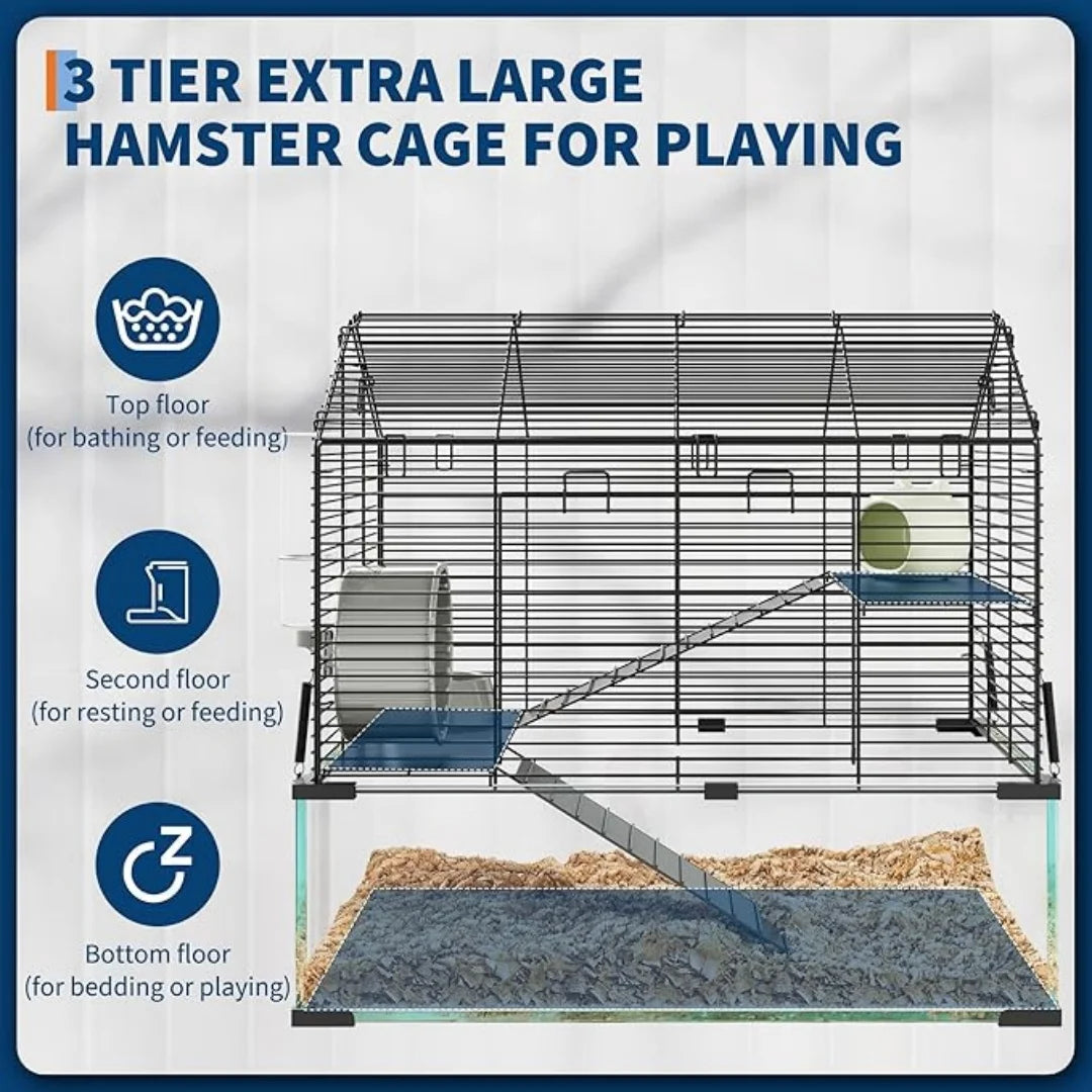 HiMISS Wire And Glass Small Animal Enclosure For Hamsters