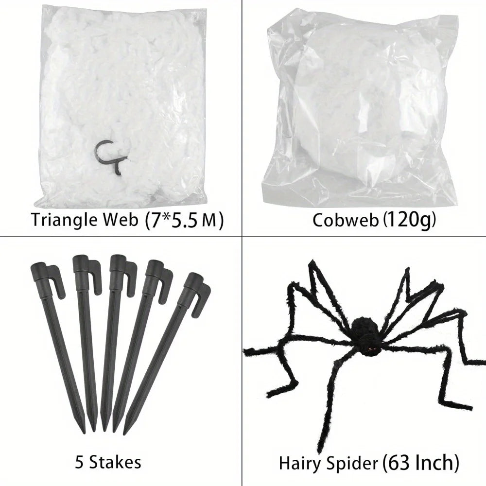 Halloween Giant Spider And Spider Web Outdoor Decor Set