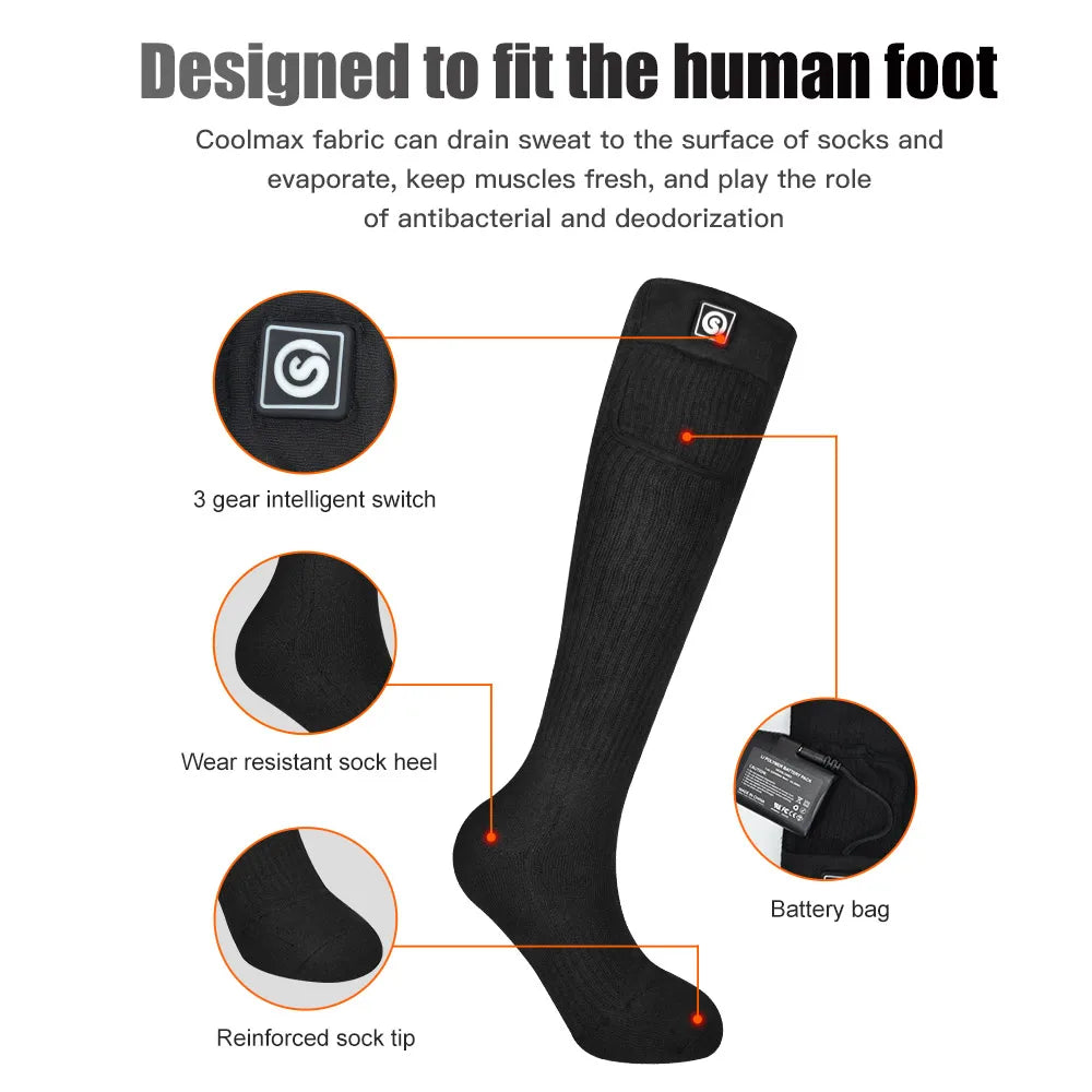SAVIOR Heated Winter Thermal Heated Socks For Adult Wind Waterproof Rechargeable Battery Warm Motorbike Riding Heating Thermal