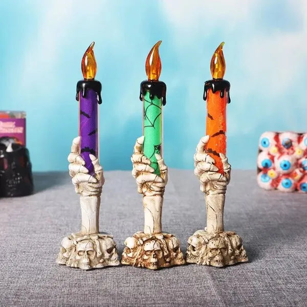 Halloween LED Skull Candle Lamp Flameless Ghost Party Decoration