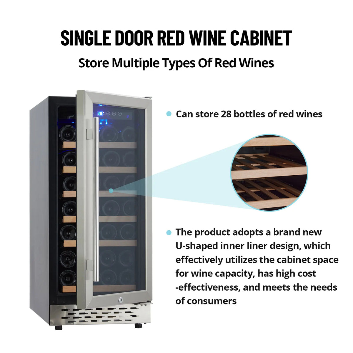 Acekool Single Zone Wine Refrigerator With Digital Thermostat