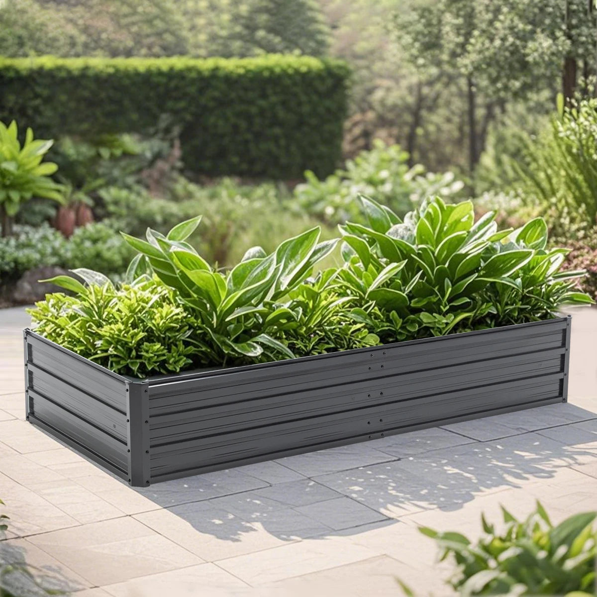 4x3x1ft Metal Raised Garden Bed,Deep Root Outdoor Galvanized Planter Box,Patio Kit Planting Beds for Vegetables Flowers Herb,Black