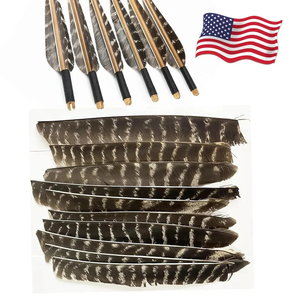 Turkey Feather Arrow Fletches 50Pcs Natural Real Turkey Vanes Left & Right Wing Pure Natural Feather Fletching DIY Replacement Parts for Carbon Aluminum Arrows Outdoor Archery Hunting Target Shooting Accessories