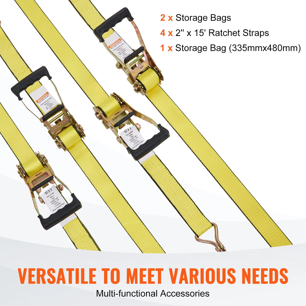 SucceBuy 4pcs 2/4/8M Ratchet Strap Tie Down Cargo Belt with Metal Buckle Tensioner Strong Lashing for Luggage Car Motorcycle