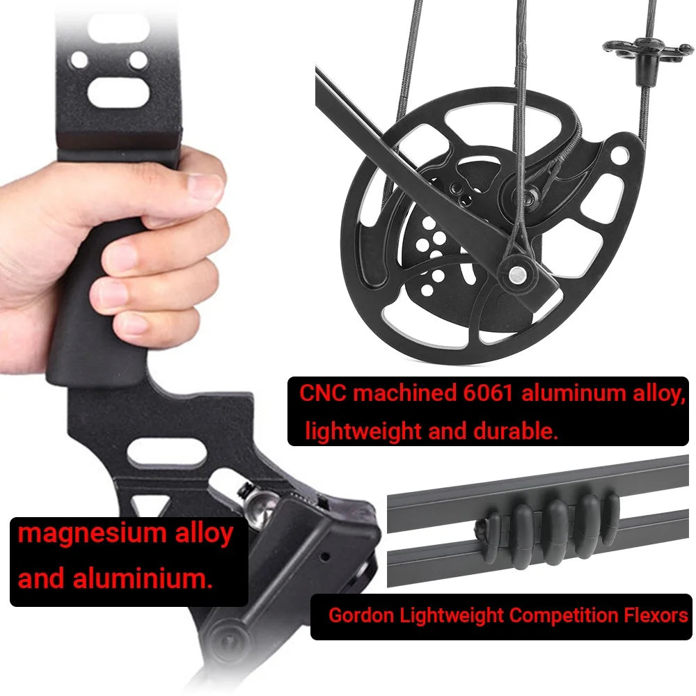 20-70lbs Adjustable Compound Bow Set 320FPS 80% Let-off Right Left Hand Archery Kit for Outdoor Hunting Shooting Sports