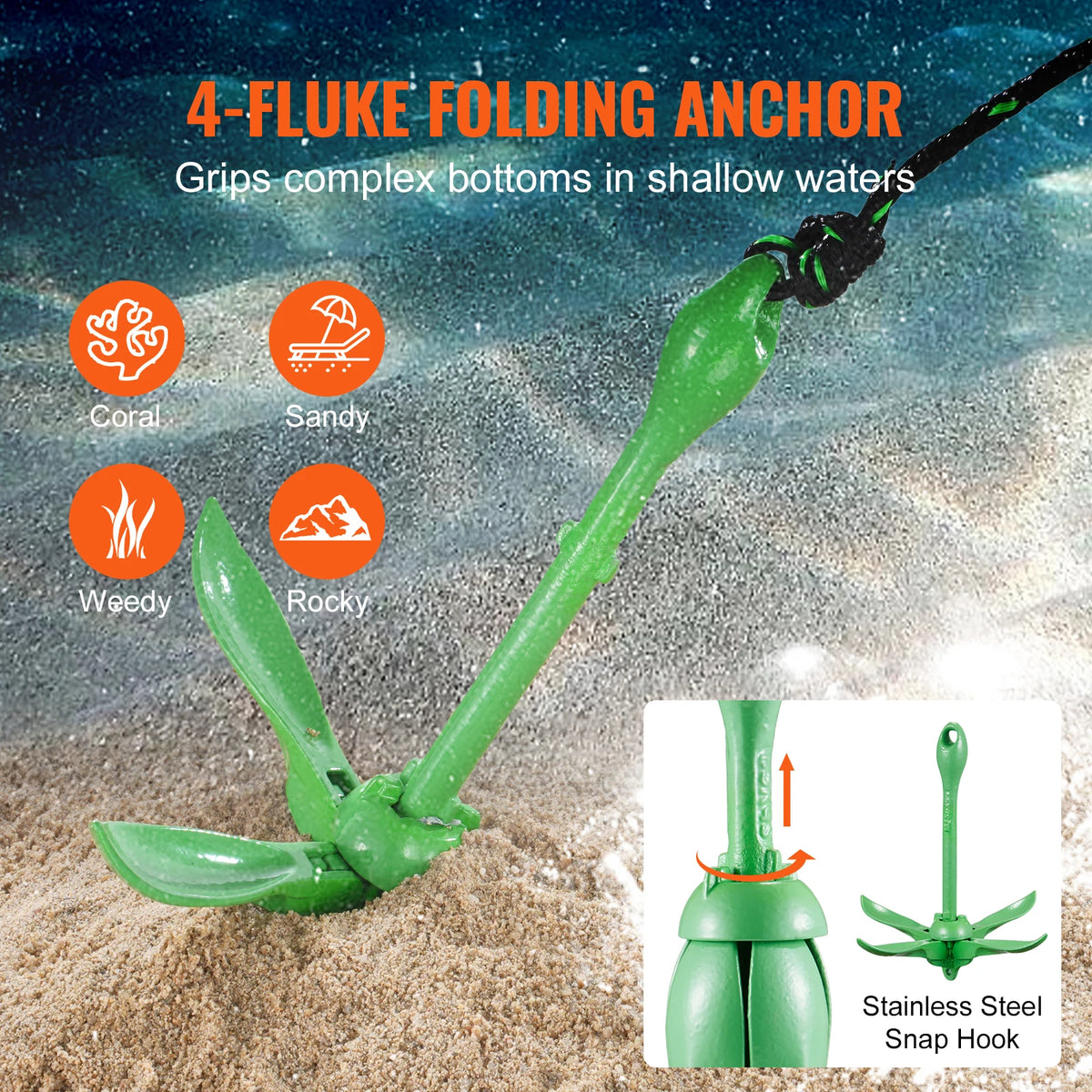 SucceBuy Foldable Kayak Anchor Kit With Rope And Buoy