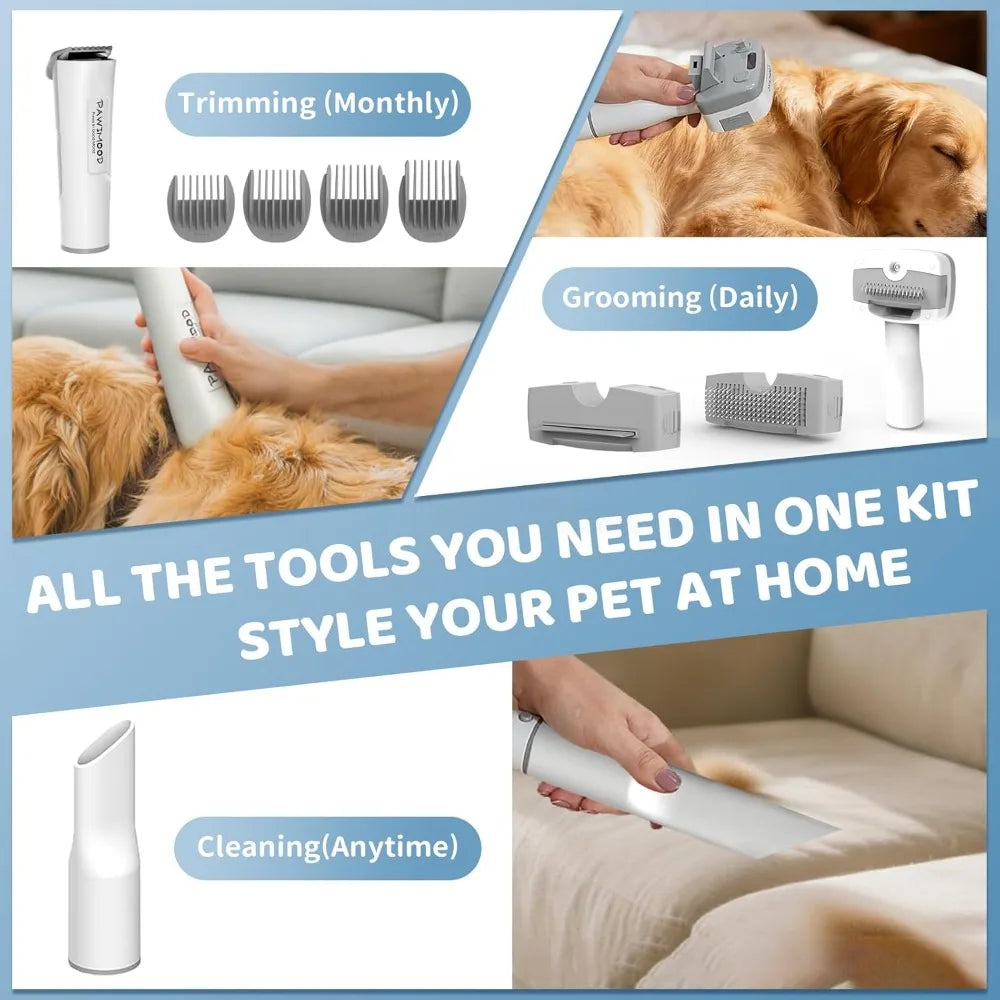 Dog Grooming Vacuum with 2L Dust Cup & 13000Pa Suction, 5-in-1 Low Noise Pet Grooming Kit with