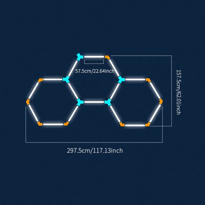 Pibaogu Hexagon Honeycomb LED Ceiling Light For Garage Use