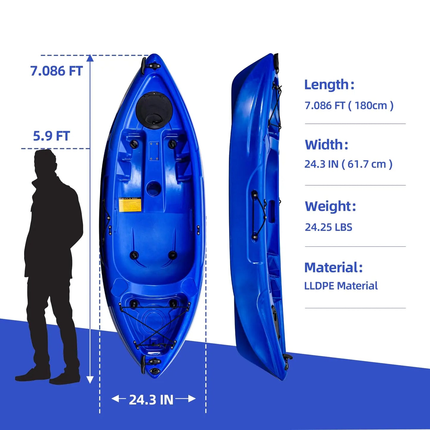 Durable Sit On Top Kayak With Paddle For Adult Recreation