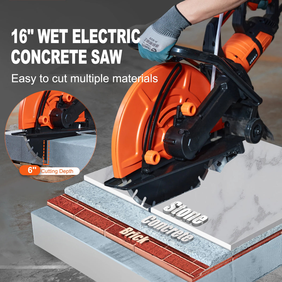 SucceBuy 3200 Watt Electric Concrete Saw With Adjustable Cutting Depth