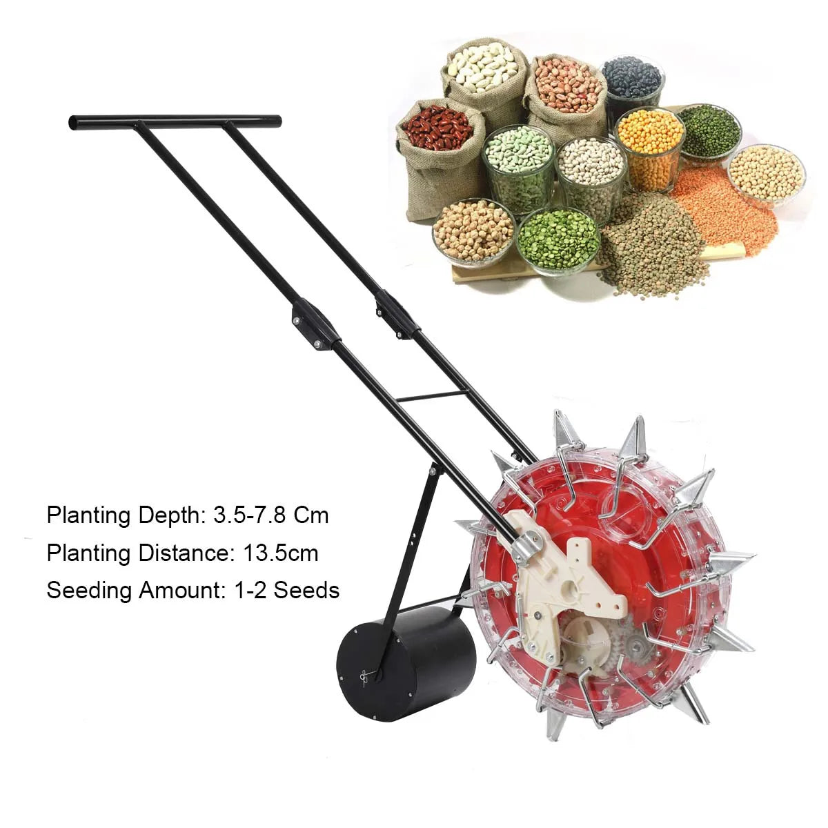 Hand Push Drum Seeder Fertilizer Applicator Multifunctional Crop Planter