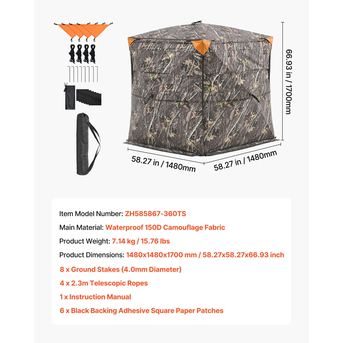 SucceBuy Ground Hunting Blind With Silent Door And Carry Bag