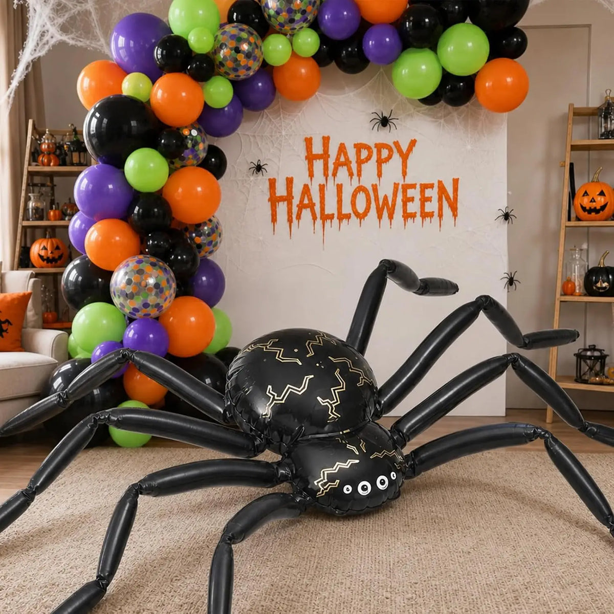Halloween Balloon Arch Kit With Giant Spider Foil Balloons