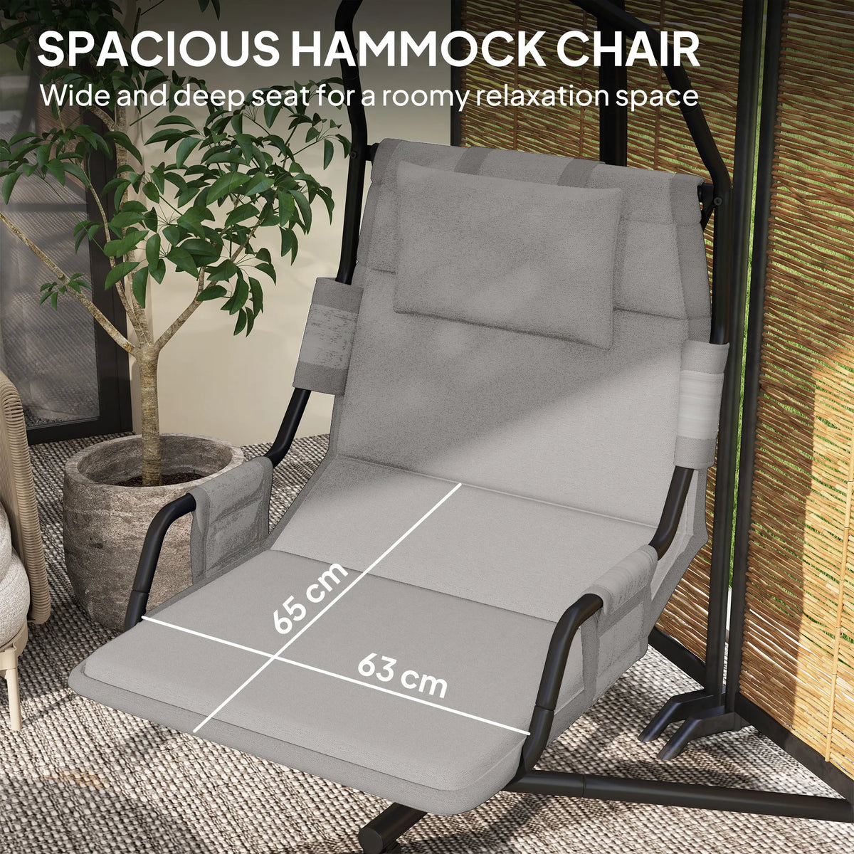 Outsunny Freestanding Hammock Swing Chair With Comfortable Cushioned Seat