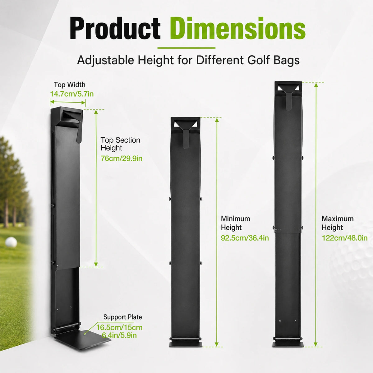 Heavy Duty Adjustable Steel Golf Bag Wall Mount Rack