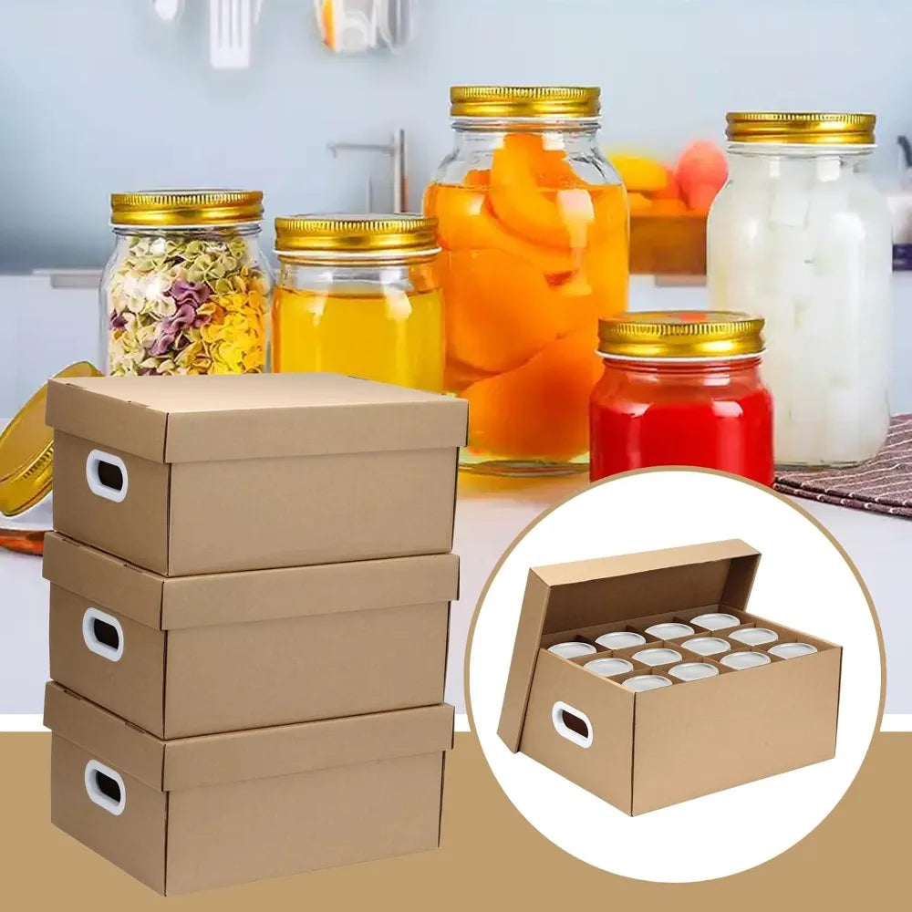 Cardboard Mason Jar Storage Boxes With Handles And Dividers
