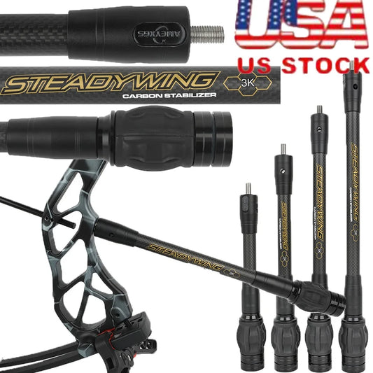 3K Carbon Compound Bow Stabilizer Balance Bar 6/8/10/12/15 Inch Shock Absorbing Vibration Dampening Rod Lightweight Archery Accessory for Outdoor Target Shooting and Small Game Hunting Equipment