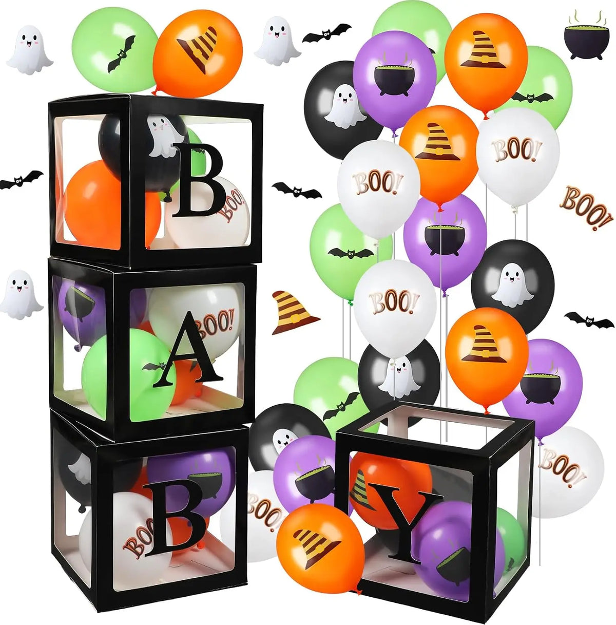 Jenaai Halloween Baby Shower Balloon Boxes With BABY Letter Decorations