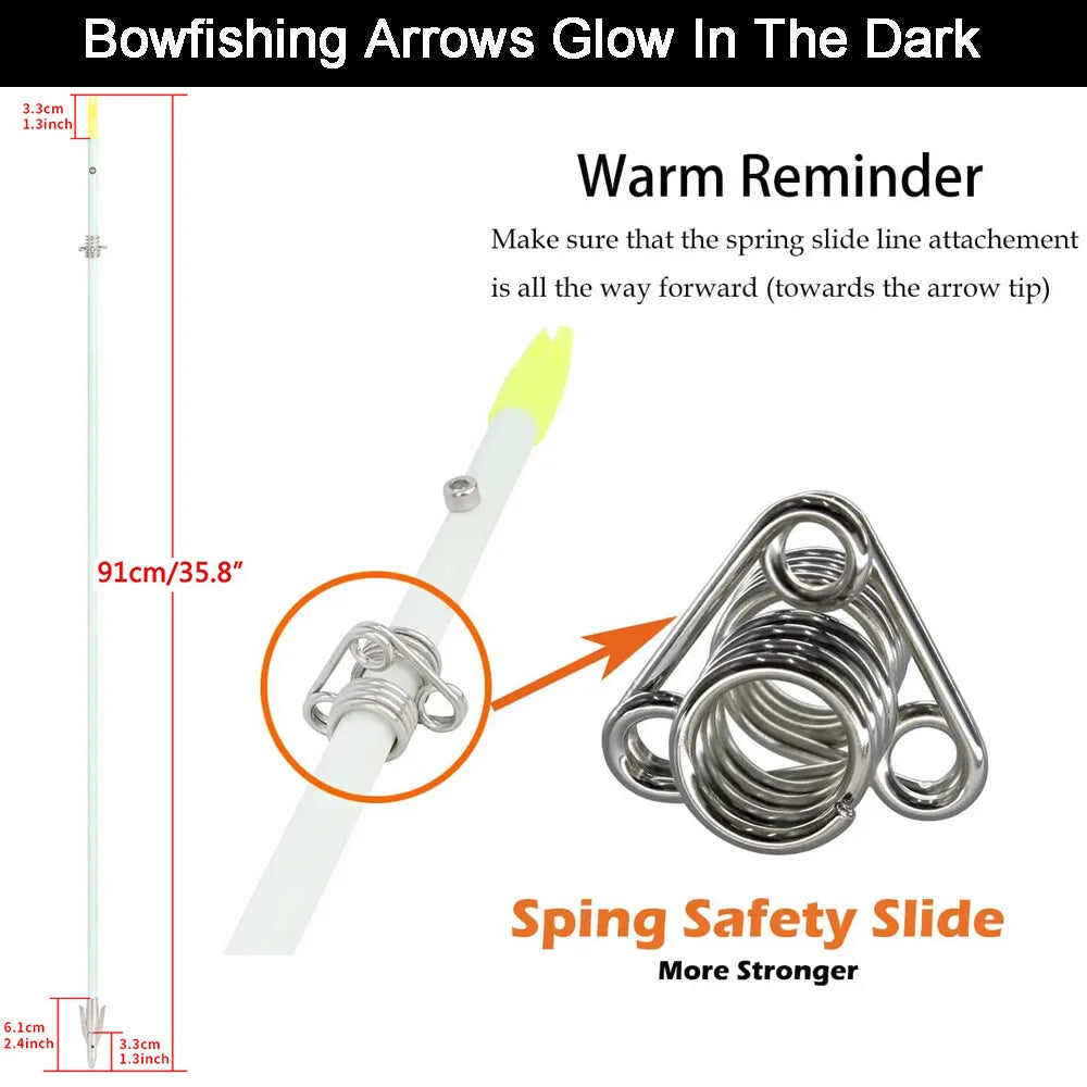 Archery Bowfishing Arrows Fiberglass Shaft Carbon Steel Arrowheads Outdoor