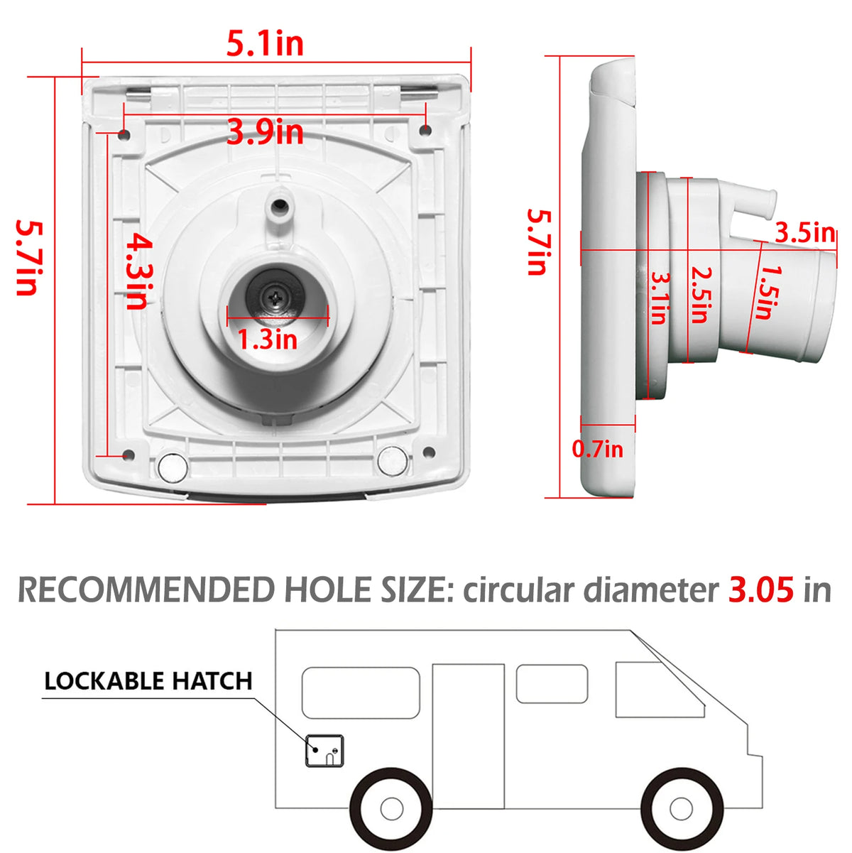 HWHongRV Abs RV Water Inlet With Cover Magnetic Bayonet Cap