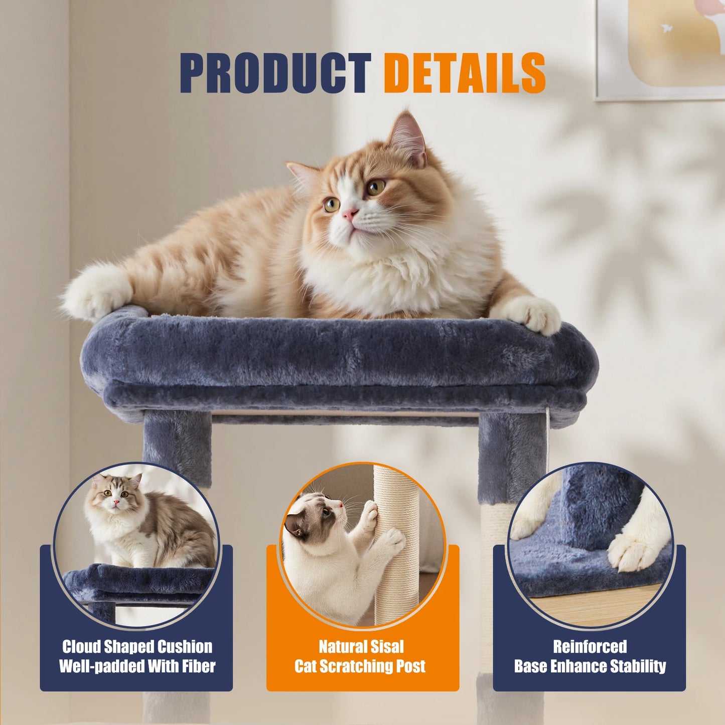 Jhk Sturdy Multi Tier Cat Tree With Sisal Scratching Posts