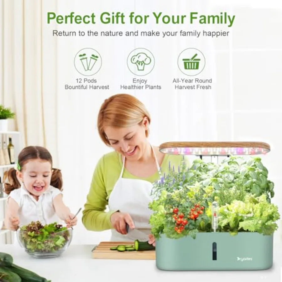 Modern Indoor Hydroponic Herb Garden System With LED Grow Light