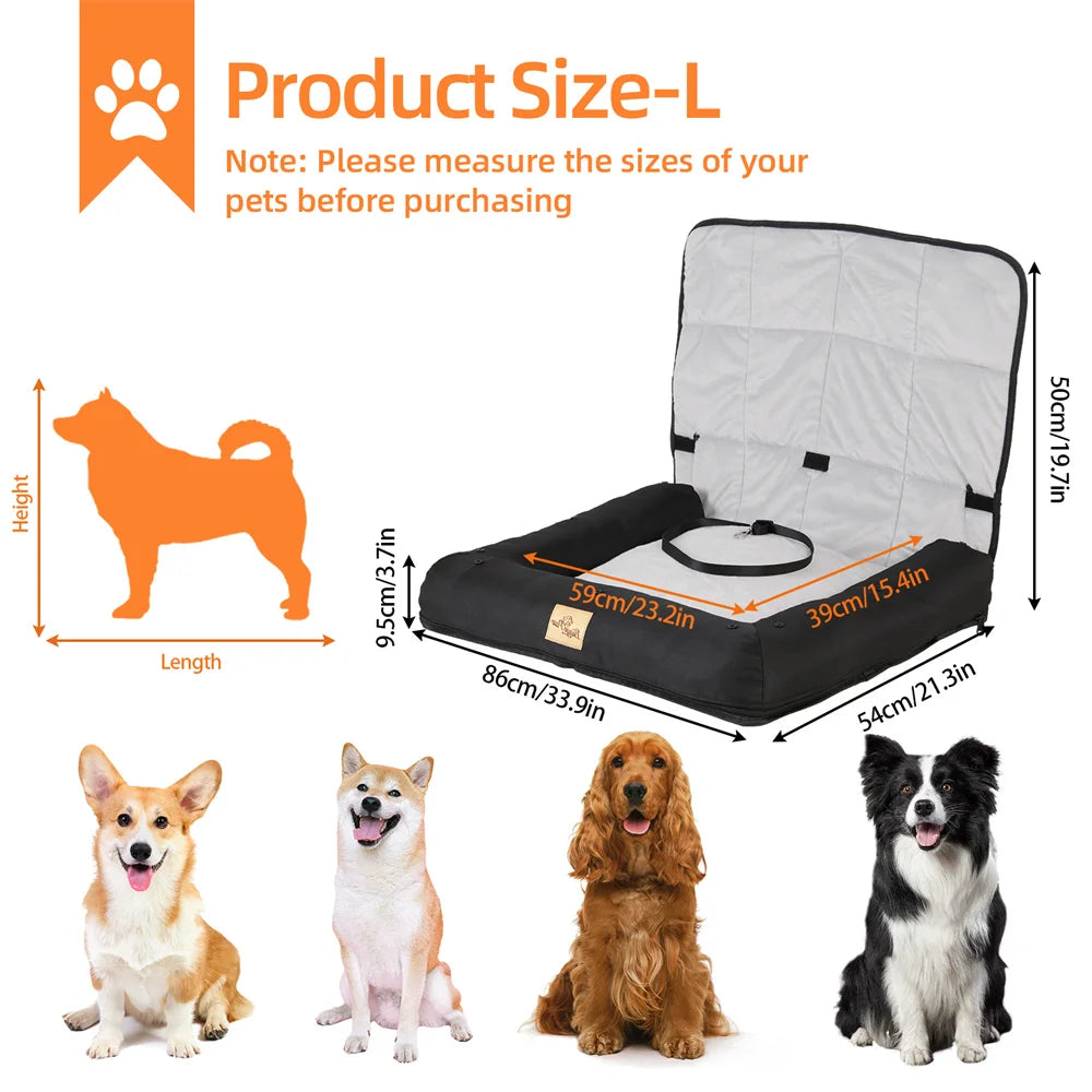 Borwart Portable Pet Car Seat Bed With Waterproof Safety Belt