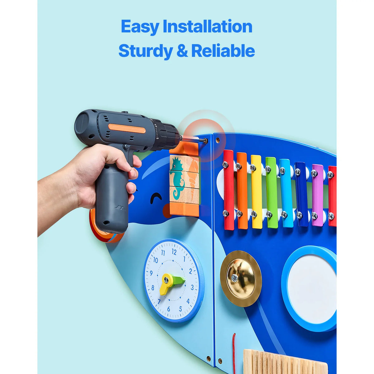 SucceBuy Kids Wall Busy Board Montessori Sensory Learning Activities