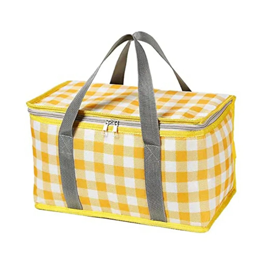 Insulated Picnic Cooler Bag - Zippe Top, Keeps Hot or Cold - Perfect for Picnics, Beach, Food Delivery and Outdoor 13.8x7.9x7.9