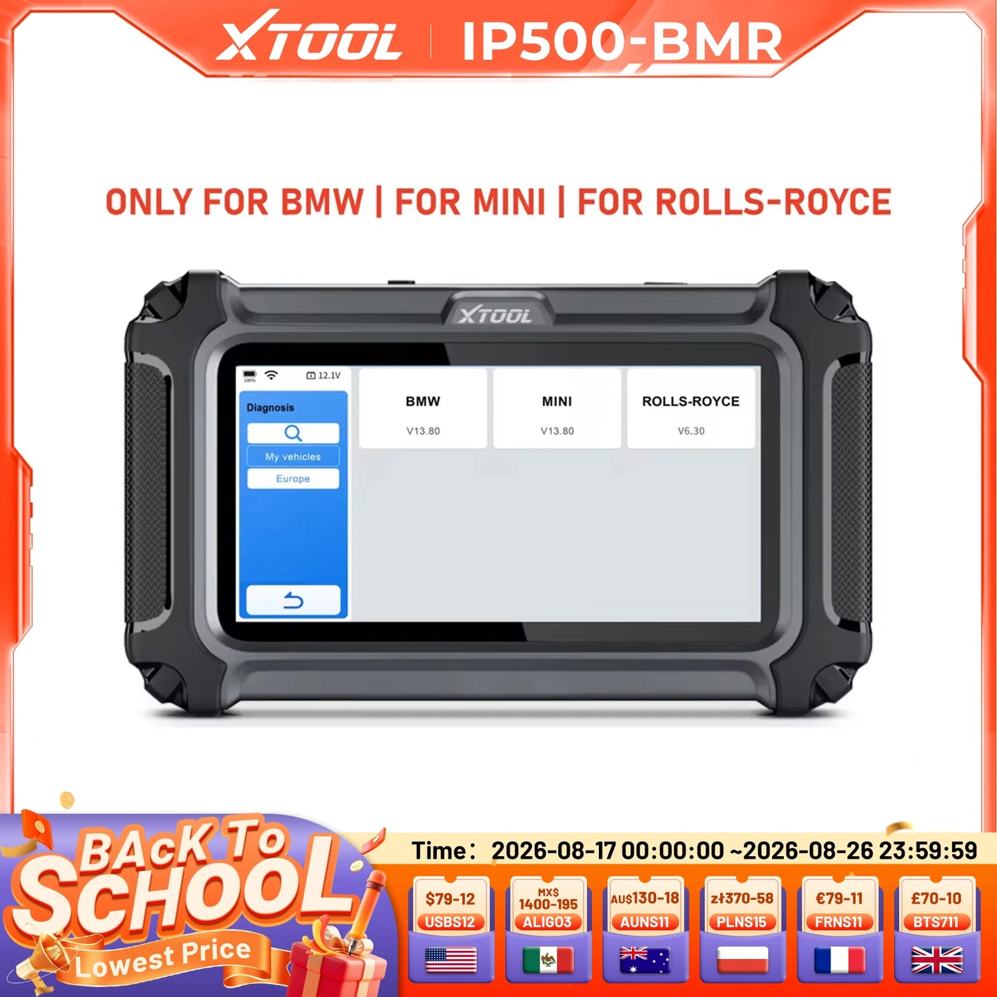 XTOOL IP500 Bidirectional OBD2 Automotive Diagnostic Scanner Tool