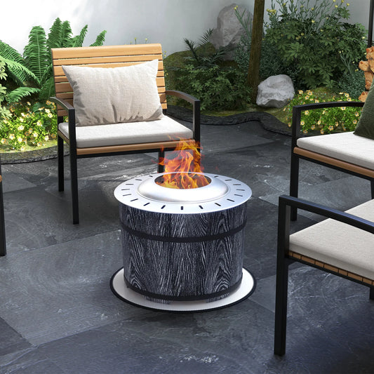 Outsunny Smokeless Wood Fire Pit With Protective Mat