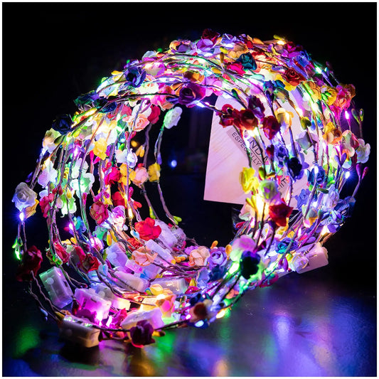 Paper Rose LED Wreath Headbands For Wedding Party Hair Accessories