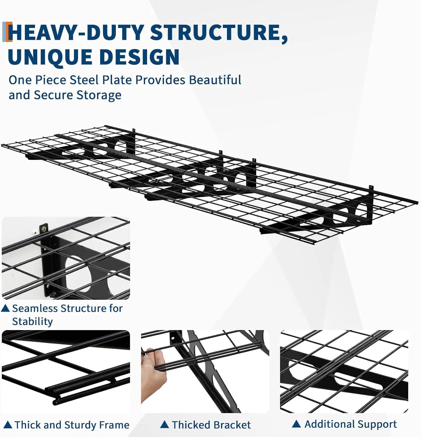 Hismiss Wall Mount Garage Shelving Heavy Duty Metal Storage Rack