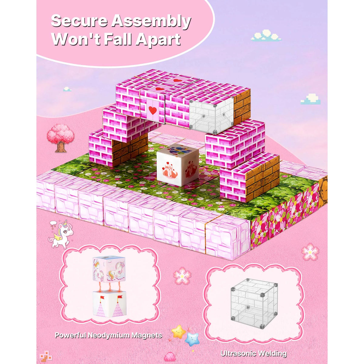 SucceBuy Princess Castle Magnetic Building Cubes For Kids