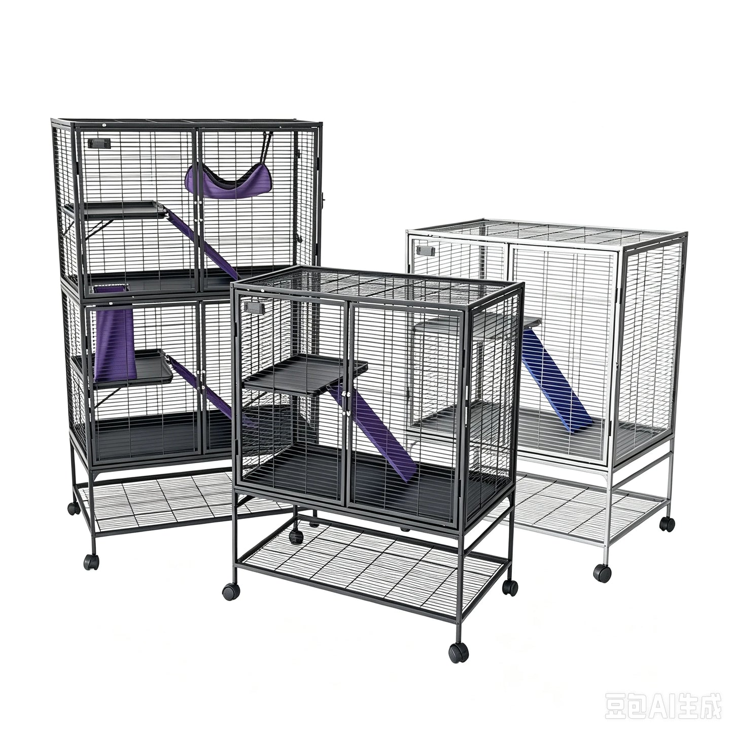 Garvee Rolling Metal Multilevel Ferret Small Animal Cage