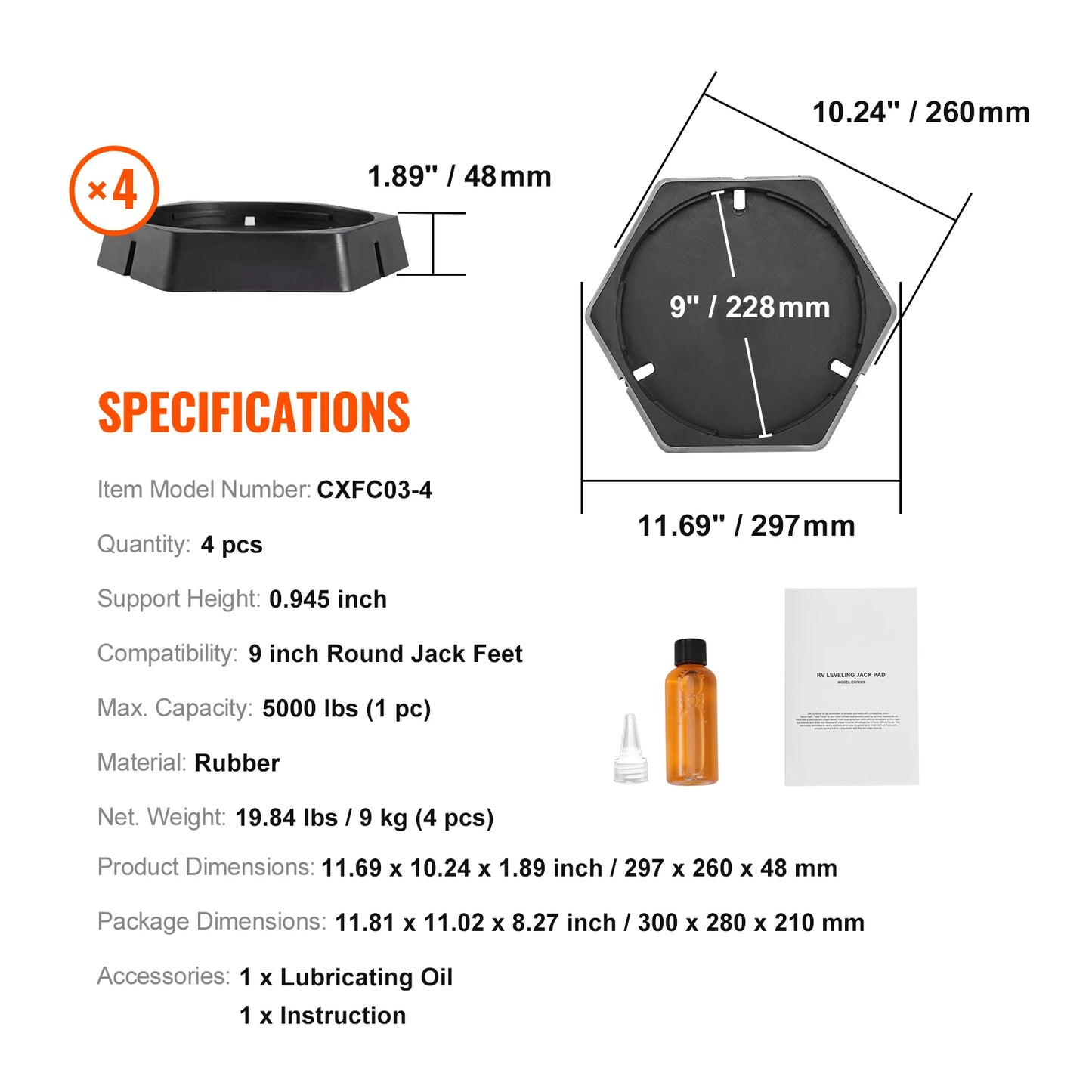 SucceBuy RV Leveling Pads Round Landing Feet Permanent Attached Jack Stabilizers Rubber  Travel Trailers Class A/C Motorhome