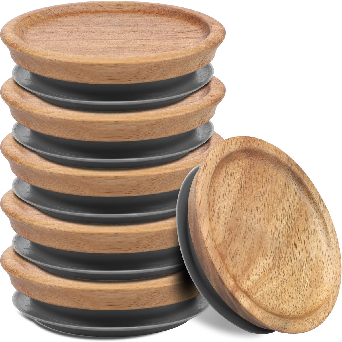 Airtight Acacia Wood Canning Lids With Silicone Jar Seals