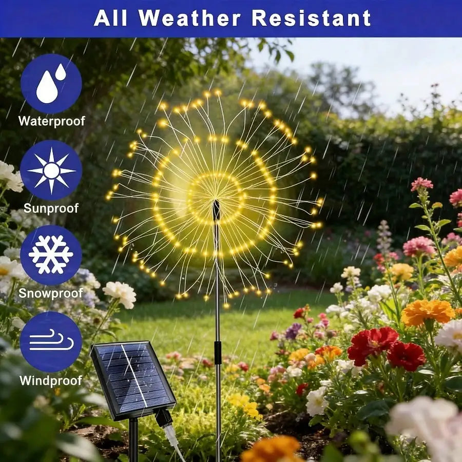 Solar Powered LED Firework Garden Lights Eight Modes IP65 Rated