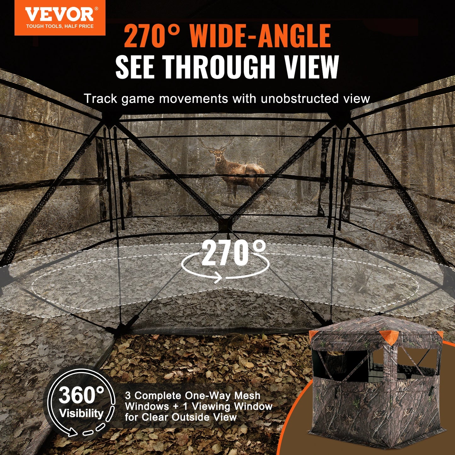 SucceBuy See Through Mesh Ground Hunting Blind For Wildlife Watching