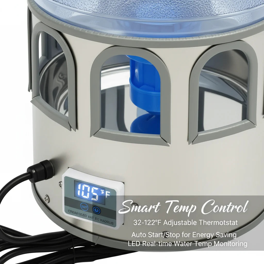 Stainless Steel Heated Chicken Waterer With Auto Thermostat