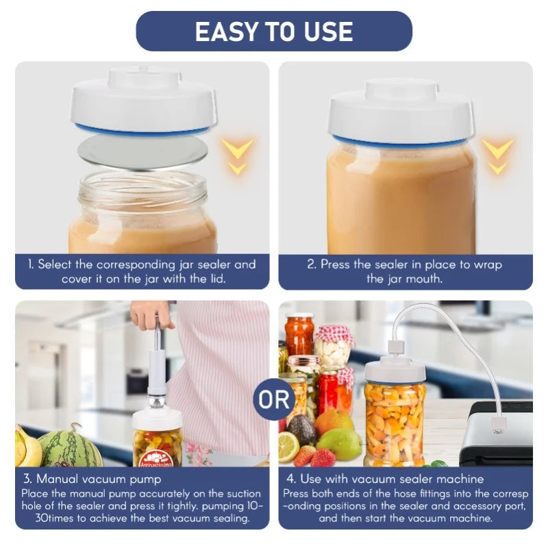Mason Jar Vacuum Sealer Kit Includes Manual Pump Hose Opener