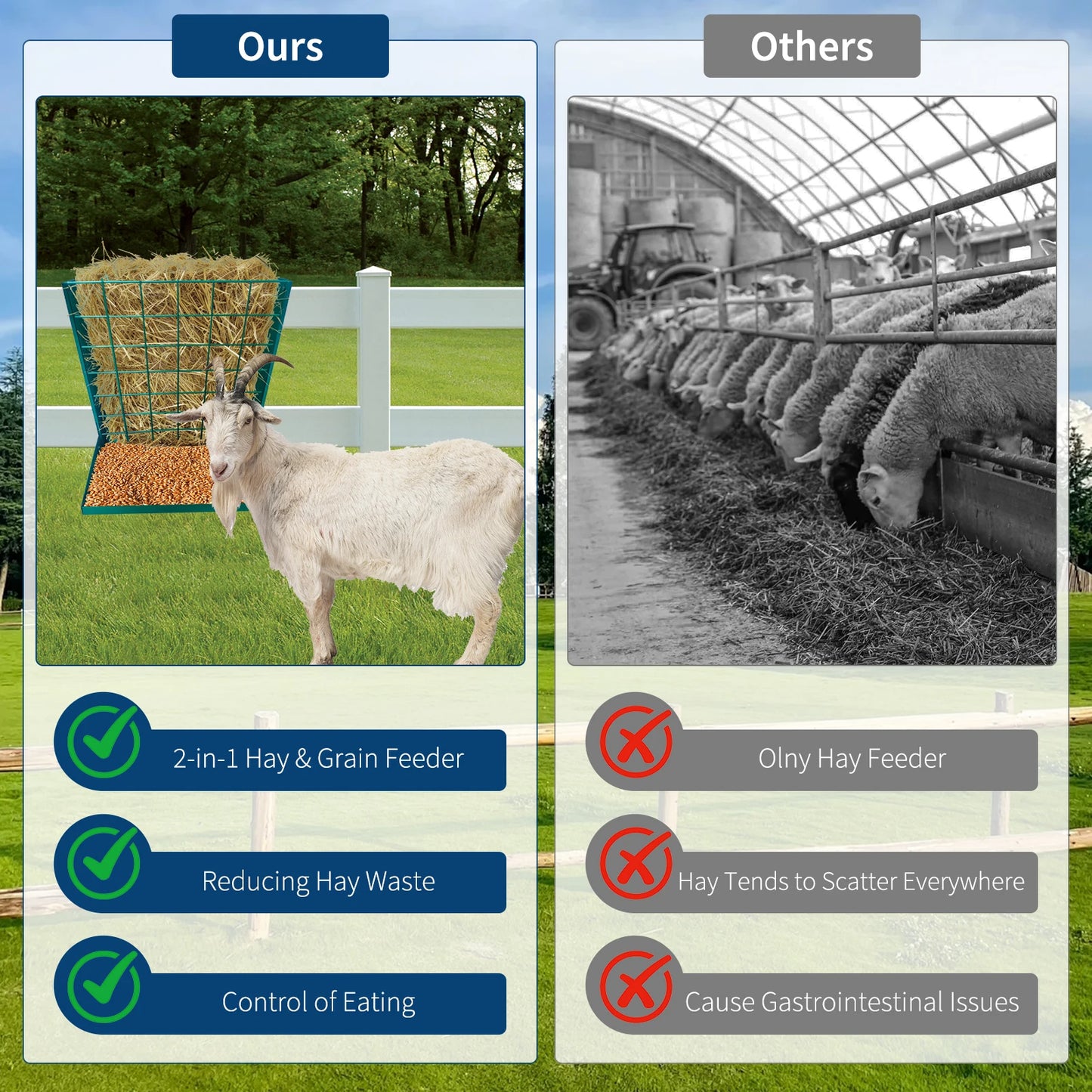 Wall Mounted Metal Hay And Grain Feeder For Livestock