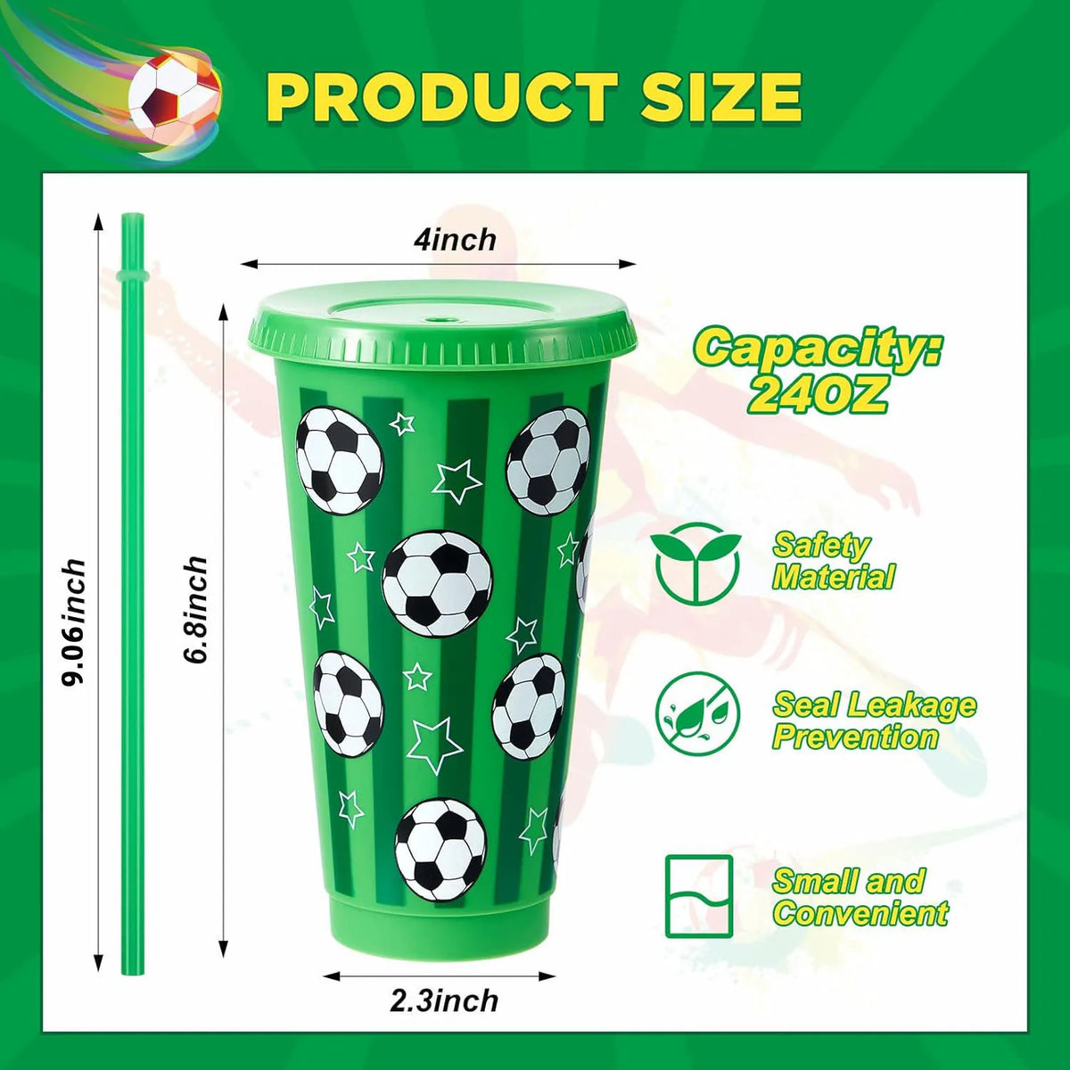 Football Themed Reusable Plastic Sports Party Drinking Tumbler