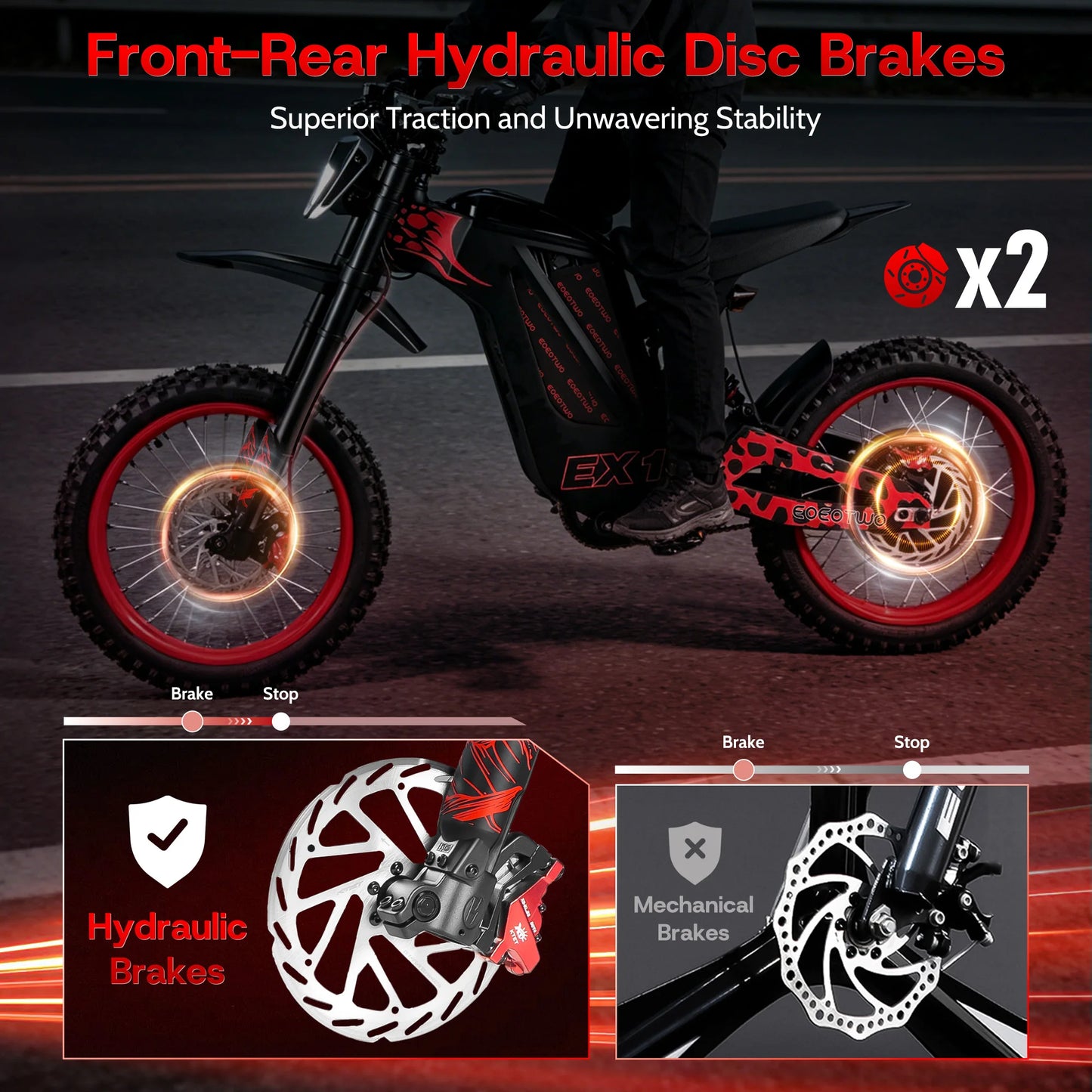 Electric Dirt Bike, 3000W 40MPH Electric-Motorcycle with 48V25AH Battery Ebike, Hydraulic Brakes & Full Suspensions Mountain Off-Road E Dirt Bike,for Teens & Adults