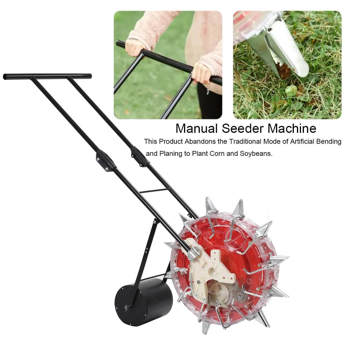 Hand Push Drum Seeder Fertilizer Applicator Multifunctional Crop Planter